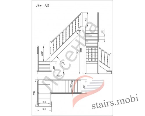 ЛЕС-04 вид3 чертеж stairs.mobi